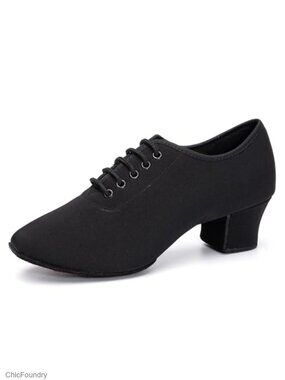 Lace-Up Ballroom Dance Shoes Suede Sole 3cm Heel Practice Salsa